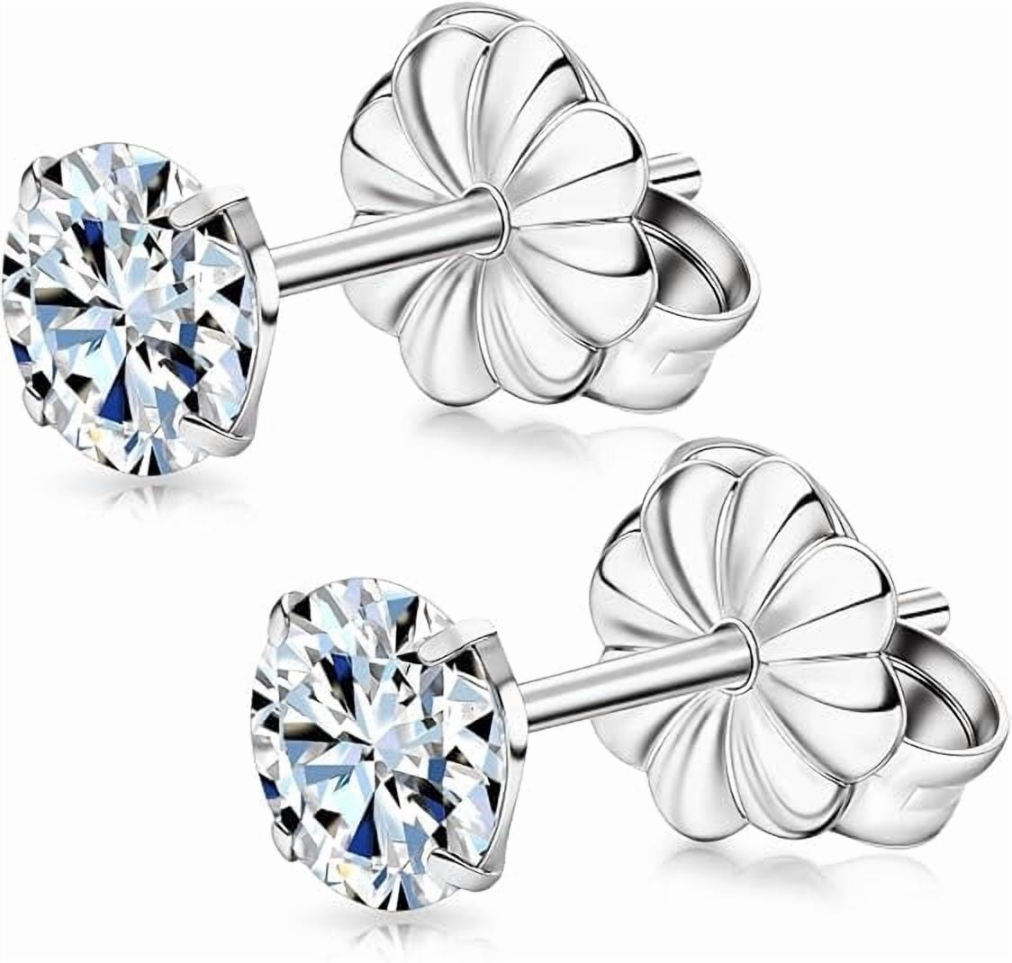 Limerencia Moissanite Stud Earrings for Women and Men，F136 Titanium Screw Back Earrings, Hypoallergenic Earrings for&nbsp;Daily Wear,Silver 3mm