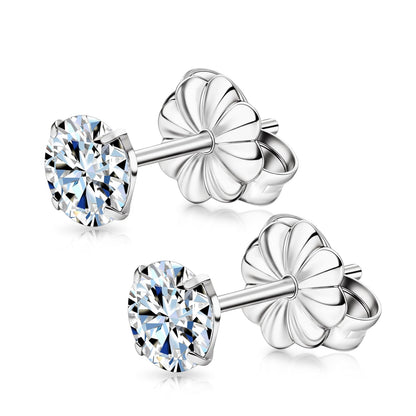 Limerencia Moissanite Stud Earrings for Women and Men，F136 Titanium Screw Back Earrings, Hypoallergenic Earrings for&nbsp;Daily Wear,Silver 5mm