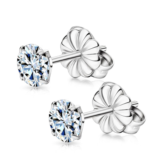 Limerencia Moissanite Stud Earrings for Women and Men，F136 Titanium Screw Back Earrings, Hypoallergenic Earrings for&nbsp;Daily Wear,Silver 5mm