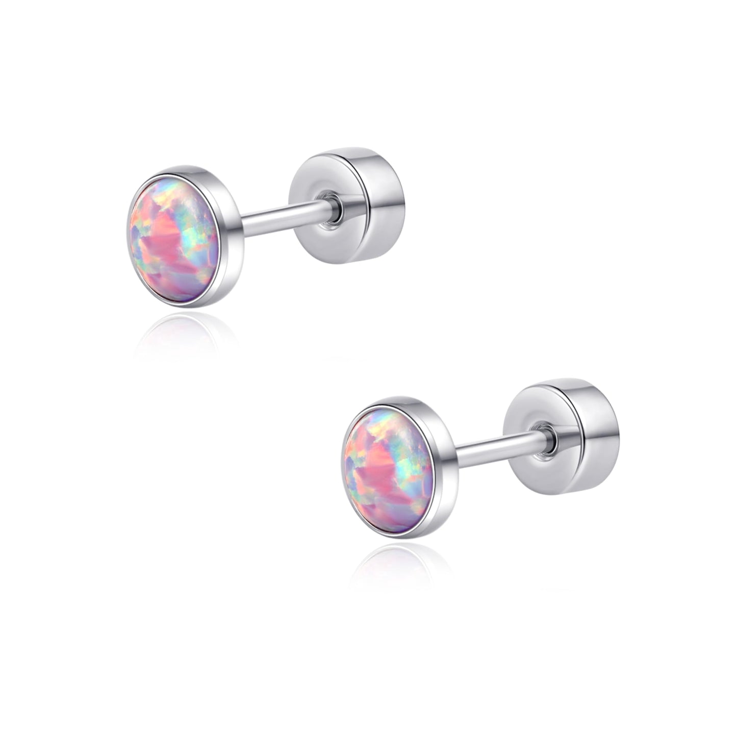 Limerencia Titanium Flat Back Stud Earrings for Women Men, F136 Cartilage Studs | Hypoallergenic Earrings, Helix Cartilage Earrings with Purple Opal，3mm