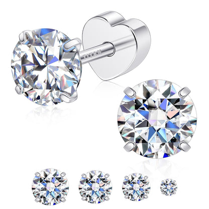 Limerencia Titanium Flat Back Stud Earrings for Women Men, Moissanite Stud Earrings| Cartilage Piercing Jewelry,&nbsp; Helix Cartilage Studs,18K White Gold Plated Star Flat Back