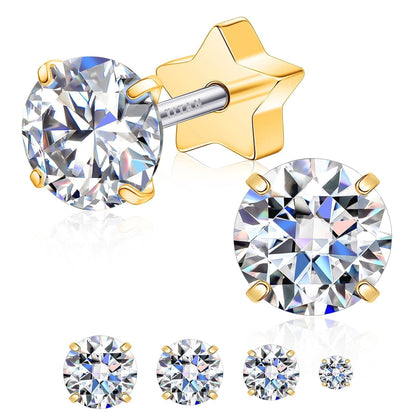 Limerencia Titanium Flat Back Stud Earrings for Women Men, Moissanite Stud Earrings| Cartilage Piercing Jewelry,&nbsp; Helix Cartilage Studs,18K White Gold Plated Star Flat Back