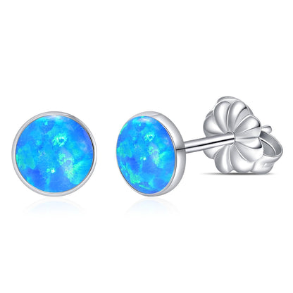 Limerencia Titanium Hypoallergenic Earrings, Minimalist Opal Stud Earrings,F136 Implant Grade,Suitable for Sensitive Ears Delicate Jewelry，Blue Opal 6mm