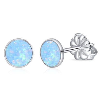 Limerencia Titanium Hypoallergenic Earrings, Minimalist Opal Stud Earrings,F136 Implant Grade,Suitable for Sensitive Ears Delicate Jewelry，Light Blue Opal 6mm