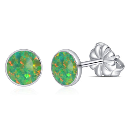 Limerencia Titanium Hypoallergenic Earrings， Opal Stud Earrings for Sensitive Ears Delicate Jewelry，Green Opal 5mm