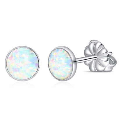 Limerencia Titanium Hypoallergenic Earrings， Opal Stud Earrings for Sensitive Ears Delicate Jewelry，White Opal 5mm