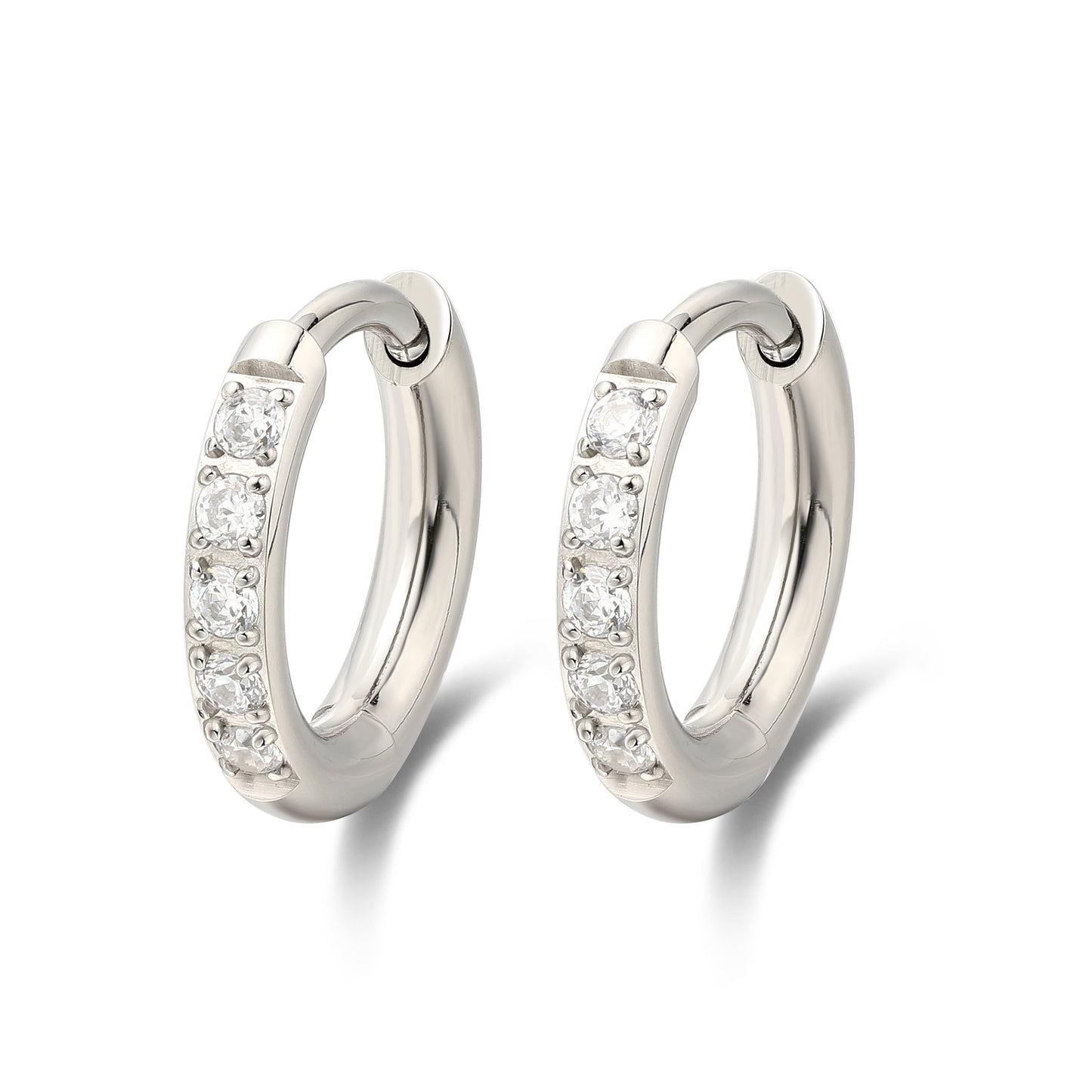 Limerencia Hypoallergenic Titanium Hoop Earrings, White Cubic Zirconia Earrings for Women Gift (8 mm)