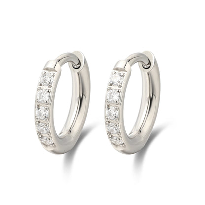 Limerencia Hypoallergenic Titanium Hoop Earrings, White Cubic Zirconia Earrings for Women Gift (8 mm)