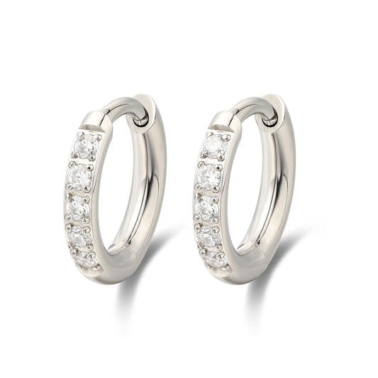 Limerencia Hypoallergenic Titanium Hoop Earrings, White Cubic Zirconia Earrings for Women Gift (8 mm)