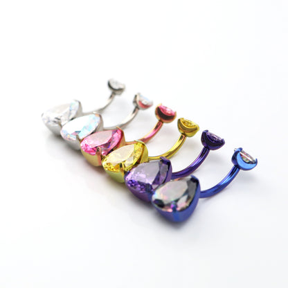 limerencia G23 Titanio Anillos para el ombligo hipoalergénicos de grado médico implante 14G Anillos para el ombligo con circonita cúbica en forma de lágrima Perforación de barras para el ombligo (Lágrima Blanca)……