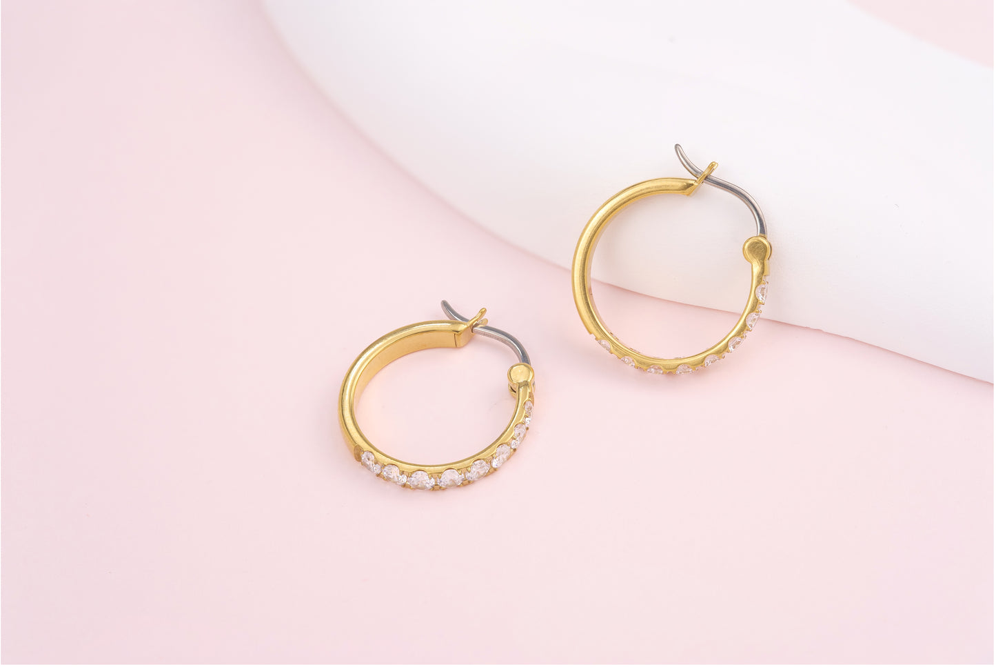 Limerencia G23 Pure Titanium Hypoallergenic Hoop Earrings, F136 Titanium Huggie Studs for Women Sensitive Ears (20mm hoop gold)