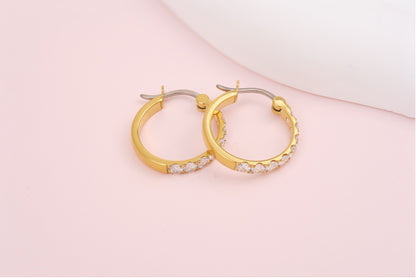 20mm gem inlaid titanium earrings
3mm width titanium circle earrings