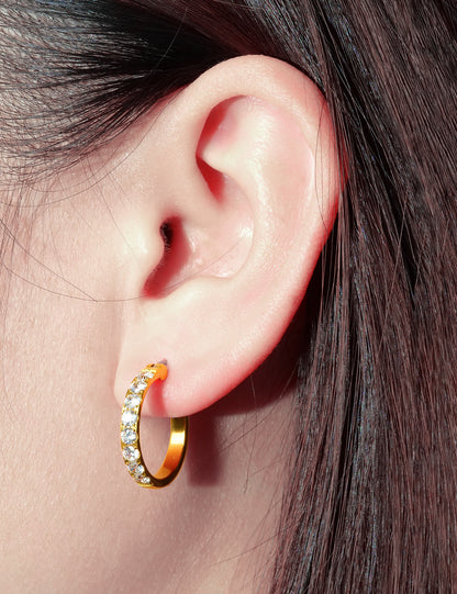 Durable long wear titanium earrings
No fade gem inlaid titanium earrings