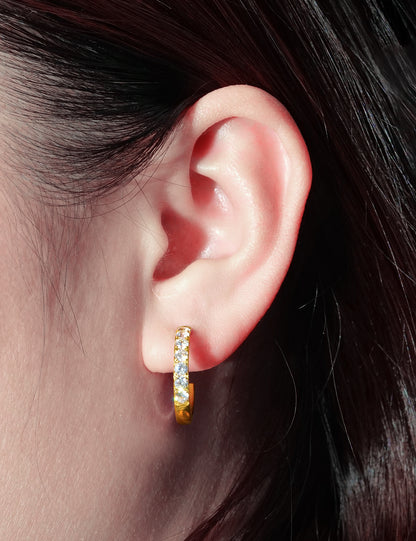 Exquisite gem inlaid titanium earrings
Luxury inlaid titanium hoop earrings