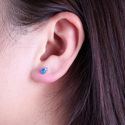 Limerencia G23 Hypoallergenic 18g Flat Back Stud Earrings | F136 Implant Grade Titanium Press Fit Threadless Push Pop in Cartilage Helix Labret Lip Monroe Tragus Piercing Studs- CZ + Green Opal