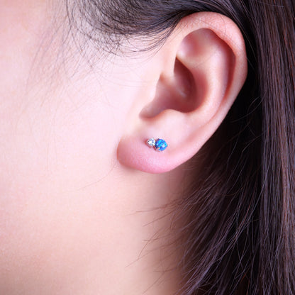 Limerencia G23 Hypoallergenic 18g Flat Back Stud Earrings | F136 Implant Grade Titanium Press Fit Threadless Push Pop in Cartilage Helix Labret Lip Monroe Tragus Piercing Studs- CZ + Green Opal