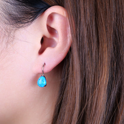 Limerencia Hypoallergene Ohrhänger aus reinem Titan mit Zirkonia, Wassertropfen-CZ/Opal Leichte Ohrhänger für empfindliche Ohren Damen (Wassertropfen, Blauer Opal)