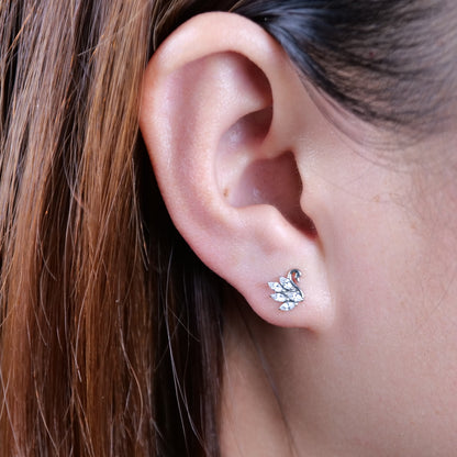 limerencia Pendiente de tuerca de titanio puro F136 hipoalergénico para piercing, con rosca interna y parte trasera plana, calibre 18 para cartílago/trago/hélice/caracola/nariz/labio (cisne, 1 unidad)
