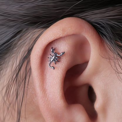 Limerencia Pendientes Hipoalergénicos de Titanio G23 de Grado Implante con Cierre de Rosca para Tragus 20G Hélice Poste de Piercing F136 para Orejas Sensibles Cartílago (escorpio)