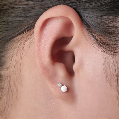 Orecchini in titanio puro G23 Limerencia ipoallergenici | Gioielli in titanio grado impiantabile F136 per orecchie sensibili (Zircone + Opalo Bianco)