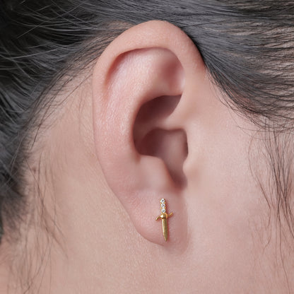 Limerencia Hypoallergene G23 Implantatqualität Titan Schraubverschluss Ohrringe Tragus 20G Helix F136 Piercingstecker für empfindliche Ohren Knorpel (Schwert)
