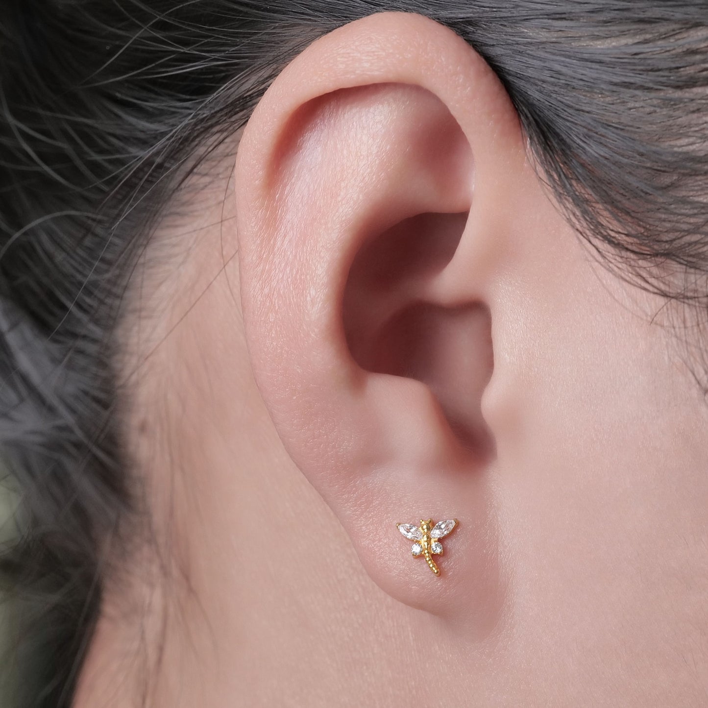 Limerencia Piercing Libellula in Titanio ASTM F136 18G, Orecchino a Perno Retro Piatto con Filettatura Interna 6mm 8mm 10mm per Trago, Helix, Conchiglia, Cartilagine, Naso e Labbro – 1 Pezzo