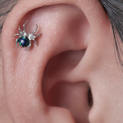 Limerencia Pendientes Hipoalergénicos de Titanio Grado Implante G23 con Cierre de Rosca Tragus 20G Helix Poste de Piercing F136 para Orejas Sensibles Cartílago (araña)
