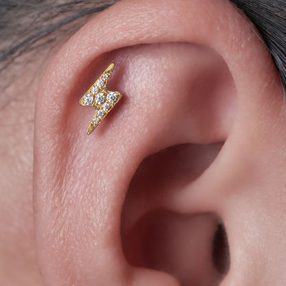 Limerencia Piercing Fulmine in Titanio ASTM F136 18G, Orecchino a Perno Retro Piatto con Filettatura Interna 6mm 8mm 10mm per Trago, Helix, Conchiglia, Cartilagine, Naso e Labbro – 1 Pezzo