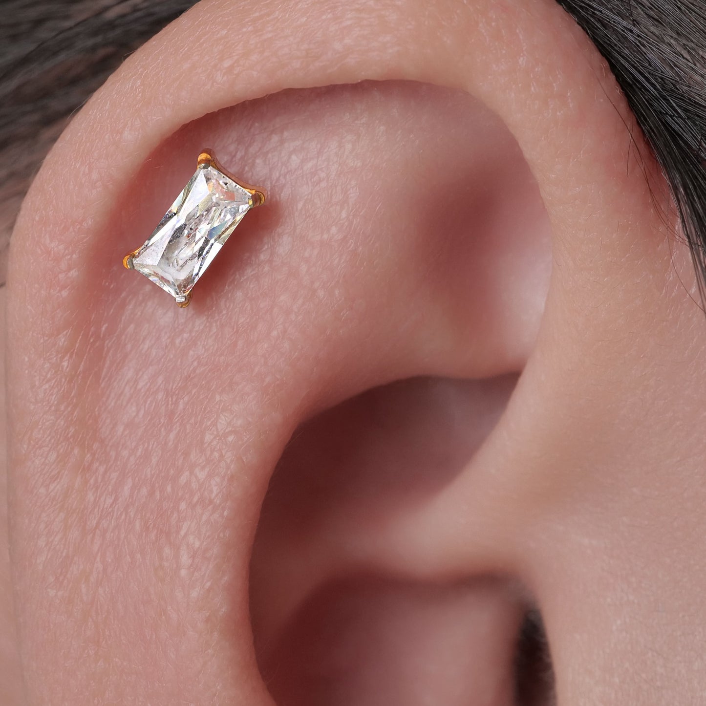 Orecchini a vite in titanio implantabile G23 ipoallergenici Limerencia, piercing rettangolare 20G F136 per cartilagine, trago ed elica orecchio sensibile