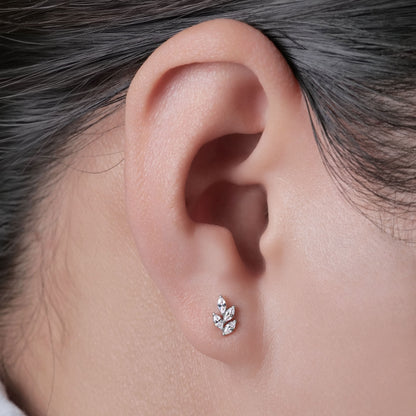 limerencia Pure Titanium F136 Hypoallergenic Piercing Jewelry,Flat Back Internally Threaded Stud Earring 18g for Cartilage/Tragus/Helix/Conch/Nose/Lip (Leaf 1pc)
