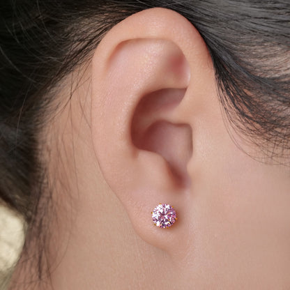 Pendientes de titanio Limerencia hipoalergénicos, tachas de grado implantado F136 con circón redondo, pendientes de seis garras para mujer y hombre con orejas sensibles