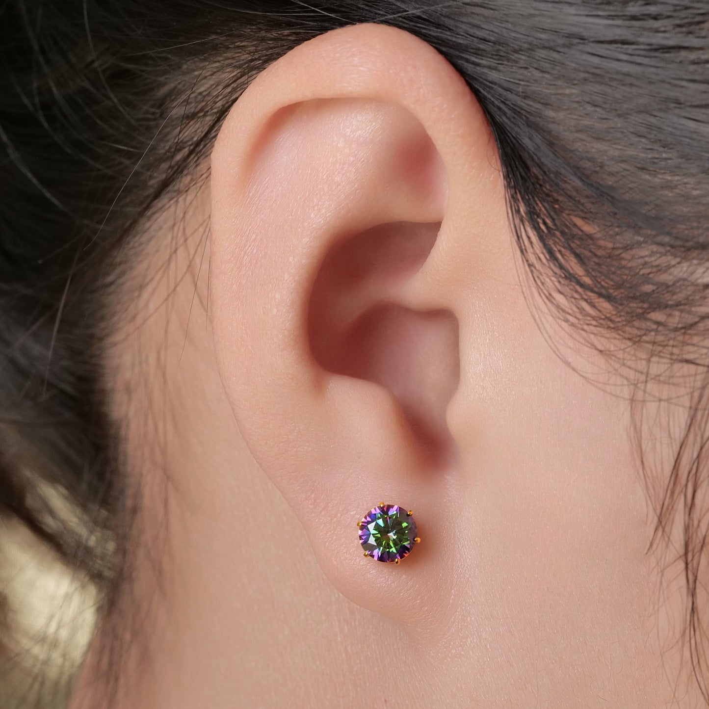Pendientes de titanio Limerencia hipoalergénicos, tachas de grado implantado F136 con circón redondo, pendientes de seis garras para mujer y hombre con orejas sensibles