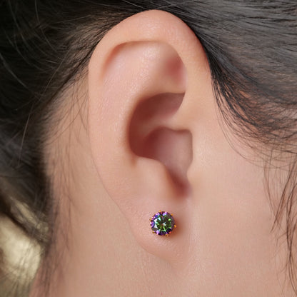 Pendientes de titanio Limerencia hipoalergénicos, tachas de grado implantado F136 con circón redondo, pendientes de seis garras para mujer y hombre con orejas sensibles