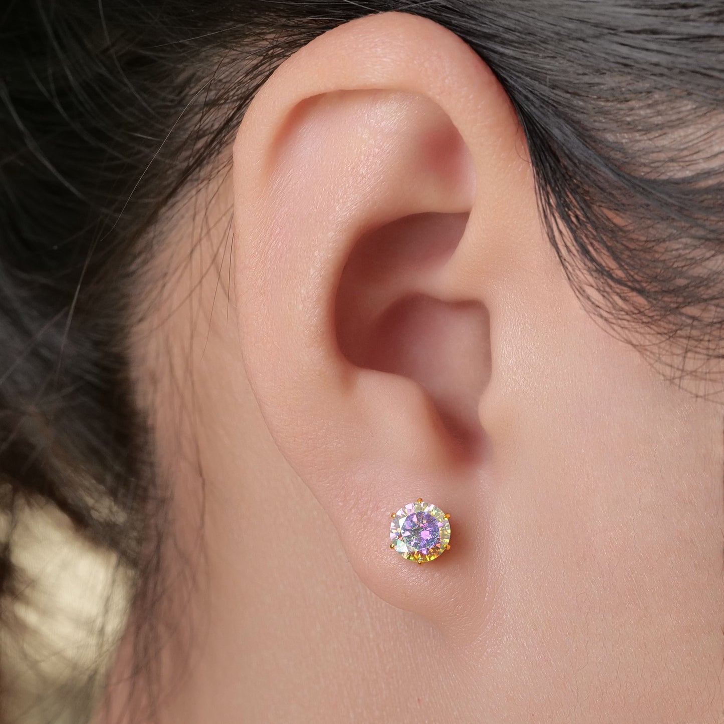 Pendientes de titanio Limerencia hipoalergénicos, tachas de grado implantado F136 con circón redondo, pendientes de seis garras para mujer y hombre con orejas sensibles