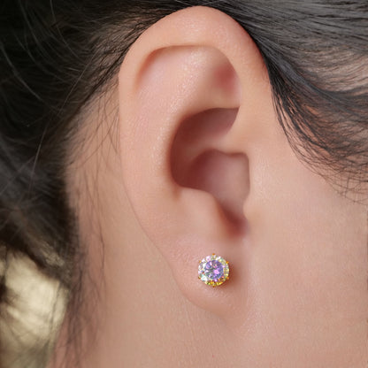 Pendientes de titanio Limerencia hipoalergénicos, tachas de grado implantado F136 con circón redondo, pendientes de seis garras para mujer y hombre con orejas sensibles