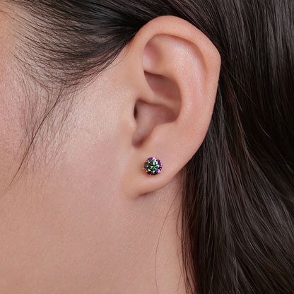 Pendientes de titanio Limerencia hipoalergénicos, tachas de grado implantado F136 con circón redondo, pendientes de seis garras para mujer y hombre con orejas sensibles