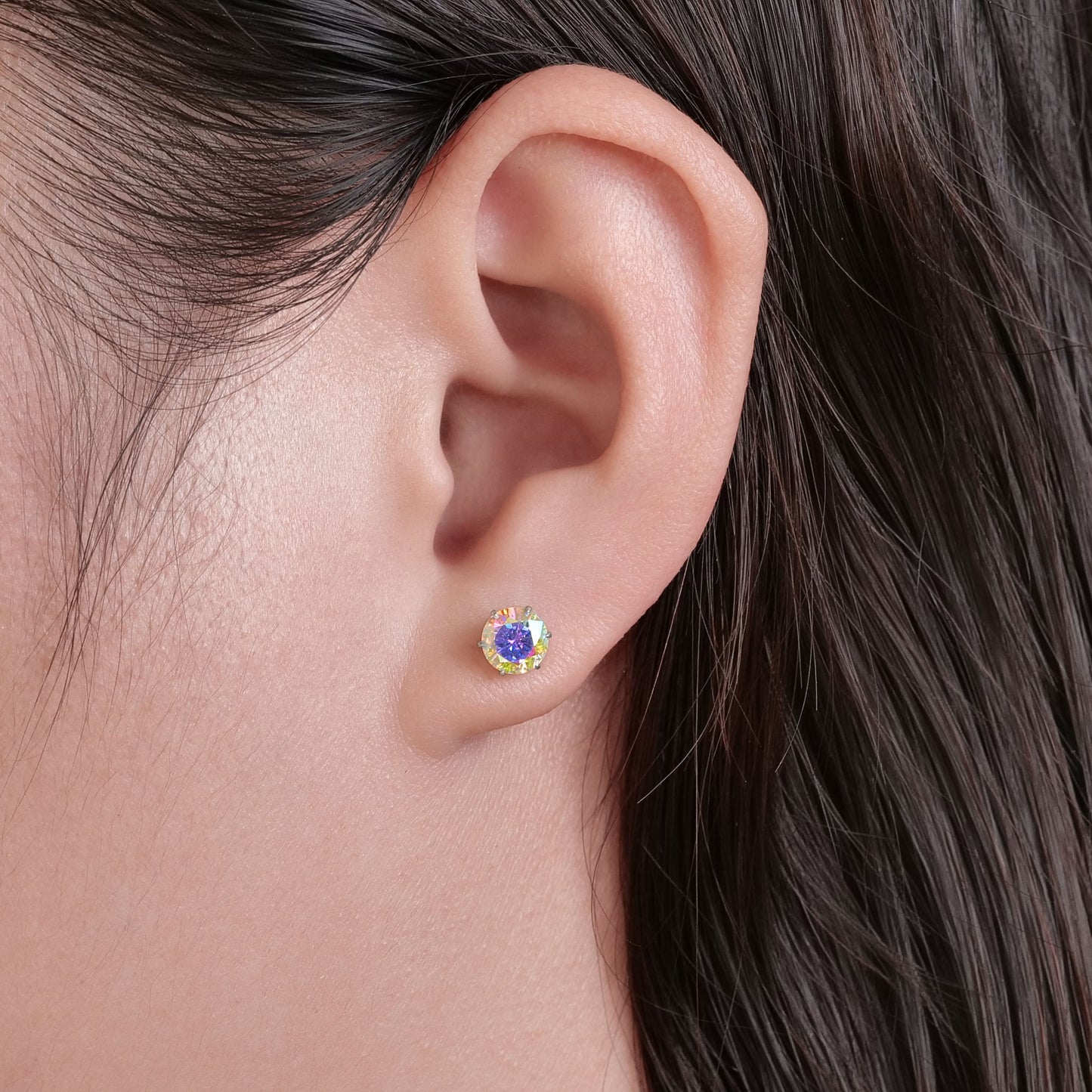 Pendientes de titanio Limerencia hipoalergénicos, tachas de grado implantado F136 con circón redondo, pendientes de seis garras para mujer y hombre con orejas sensibles