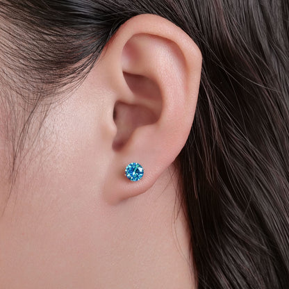 Pendientes de titanio Limerencia hipoalergénicos, tachas de grado implantado F136 con circón redondo, pendientes de seis garras para mujer y hombre con orejas sensibles