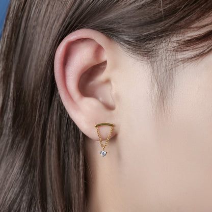 Limerencia 低アレルギーチタンピアス ASTM F136 規格 18G、ポスト 6mm/8mm/10mm、内ネジ式フラットバック、トラガス・ヘリックス・コンク・軟骨・鼻・リップ用ピアス (1 個入り)/ チェーン B