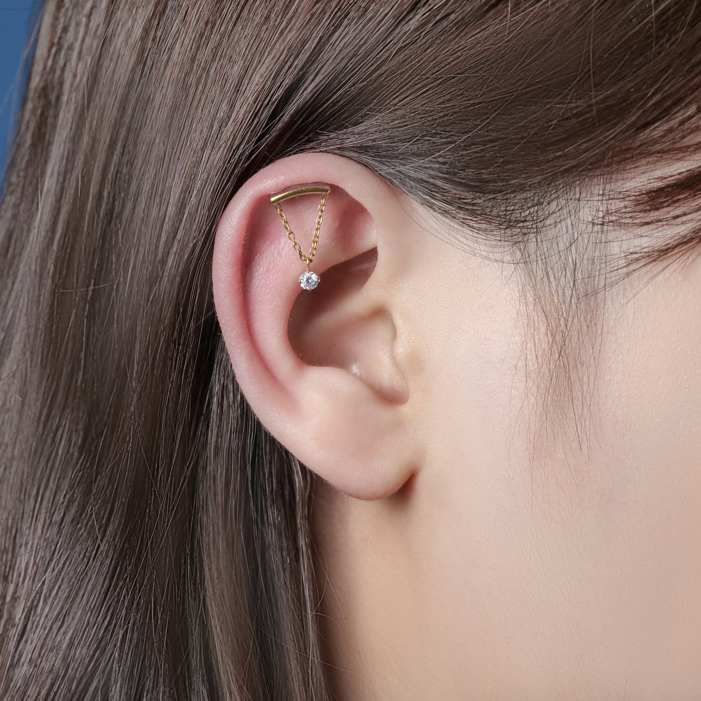 Limerencia 低アレルギーチタンピアス ASTM F136 規格 18G、ポスト 6mm/8mm/10mm、内ネジ式フラットバック、トラガス・ヘリックス・コンク・軟骨・鼻・リップ用ピアス (1 個入り)/ チェーン B