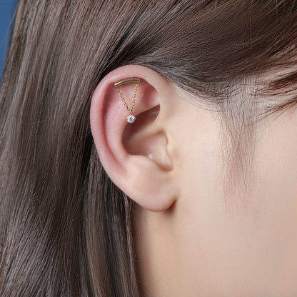 Limerencia 低アレルギーチタンピアス ASTM F136 規格 18G、ポスト 6mm/8mm/10mm、内ネジ式フラットバック、トラガス・ヘリックス・コンク・軟骨・鼻・リップ用ピアス (1 個入り)/ チェーン B