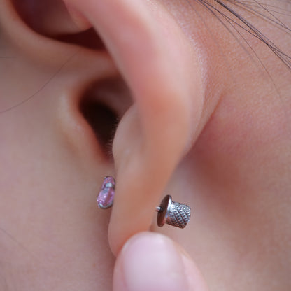 Limerencia Titan hypoallergene Ohrstecker G23 für Frauen 5A Zirkonia Helix-Schraubverschluss Implantat-Grade F136 Piercing-Ohrringe für empfindliche Ohren (Pink)
