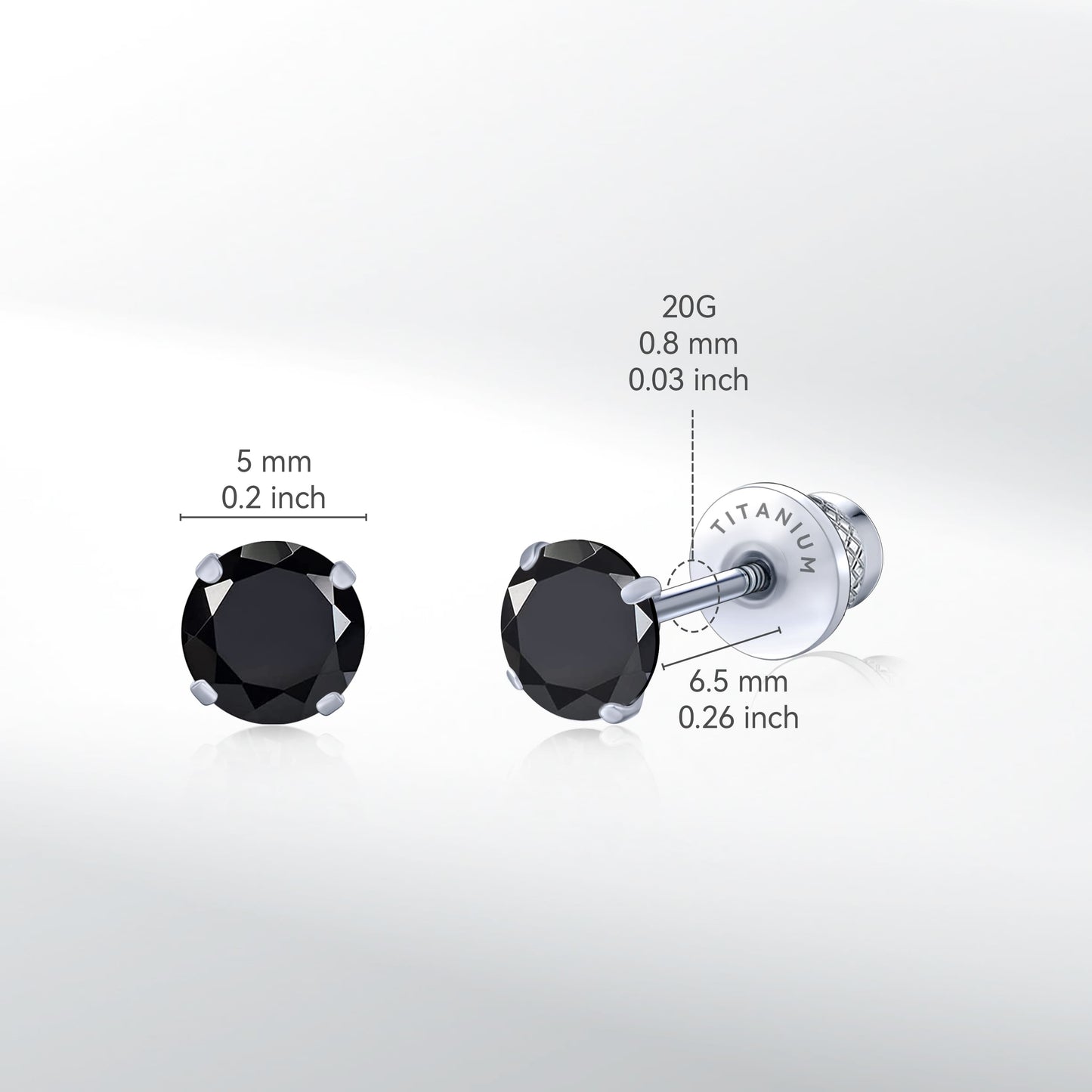Orecchini a perno in titanio G23 ipoallergenici Limerencia da donna, zircone cubico 5A, chiusura a vite elica, piercing titanio medicale F136 per orecchie sensibili (colore nero)