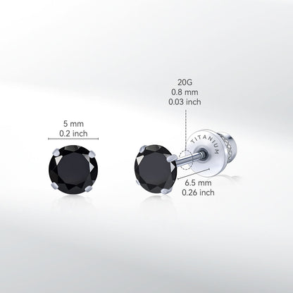 Orecchini a perno in titanio G23 ipoallergenici Limerencia da donna, zircone cubico 5A, chiusura a vite elica, piercing titanio medicale F136 per orecchie sensibili (colore nero)