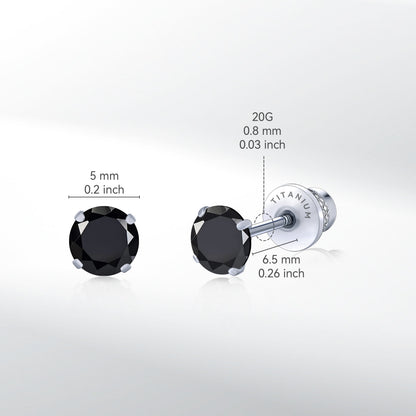 Limerencia Titan Hypoallergene Ohrstecker G23 für Damen 5A Zirkonia Helix Schraubverschluss Implantat-Grade F136 Piercing Ohrringe für empfindliche Ohren (Schwarz)