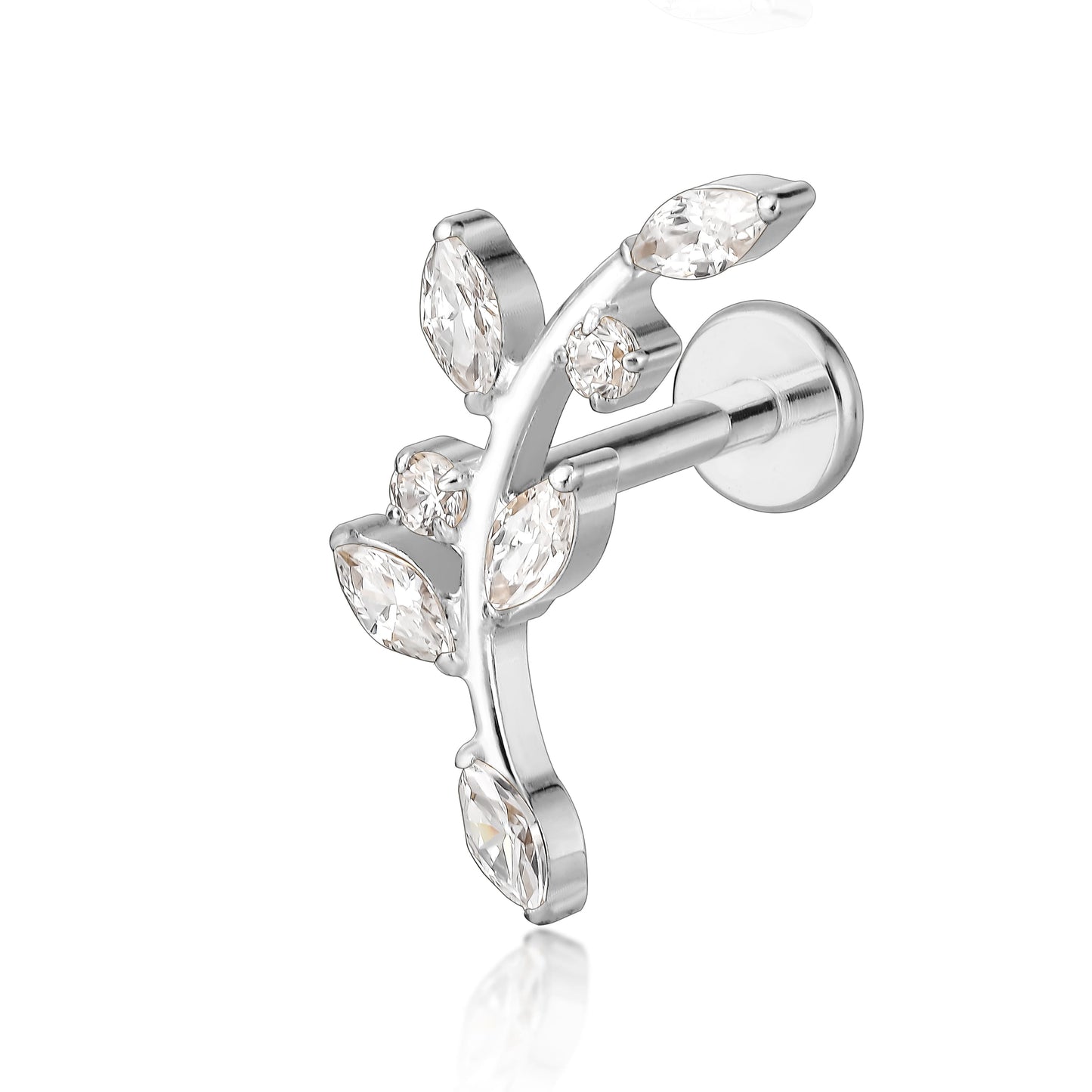 Orecchini scalatori in titanio F136 Limerencia con zircone ipoallergenici, borchie filettate internamente fondo piatto 18G, gioielli piercing per trago, elica, conca e cartilagine femminili (Modello J)