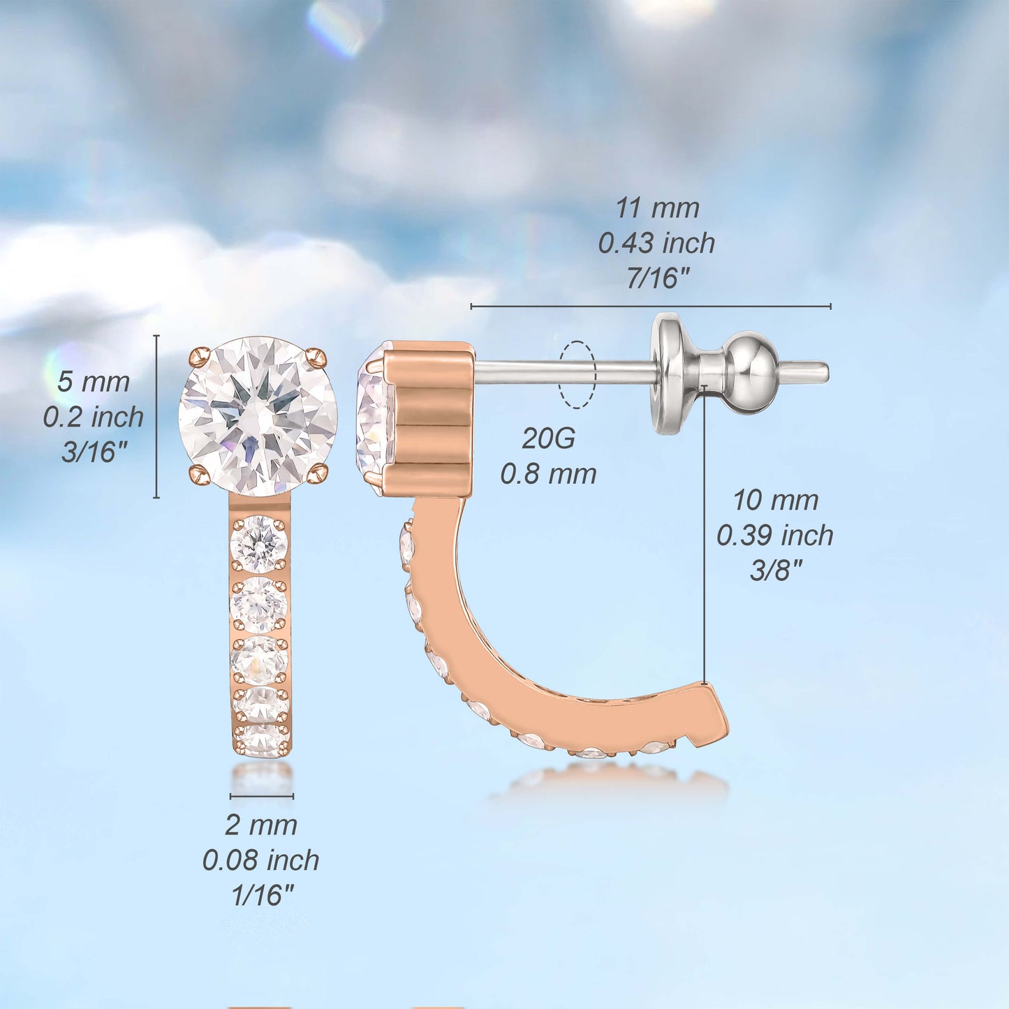 Orecchini huggie zircone con perno in titanio puro F136 ipoallergenico Limerencia | Piccoli orecchini cerchio per donna e uomo | Orecchini a perno leggeri alla moda per orecchie sensibili
