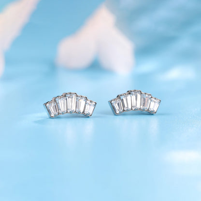 Limerencia Pure Titanium Hypoallergenic Earrings | White CZ Cluster Crown| Implant Grade Piercing jewelry| Suitable for Sensitive Ears Delicate Jewelry