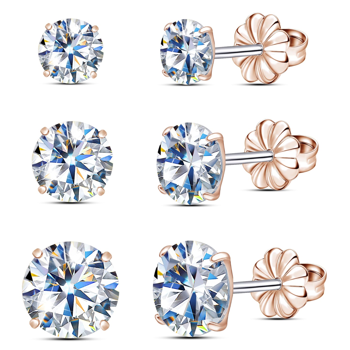 Titanium Moissanite Earrings Studs for Women Men Hypoallergenic Dainty Moissanite Jewelry for Sensitive Ear D Color Round Cut VVS1