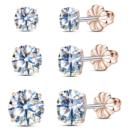 Titanium Moissanite Earrings Studs for Women Men Hypoallergenic Dainty Moissanite Jewelry for Sensitive Ear D Color Round Cut VVS1